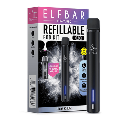 Elfbar Elfa Turbo Refillable Pod Kit Black Knight Elfbar Elfa Turbo Refillable Pod Kit Black Knight