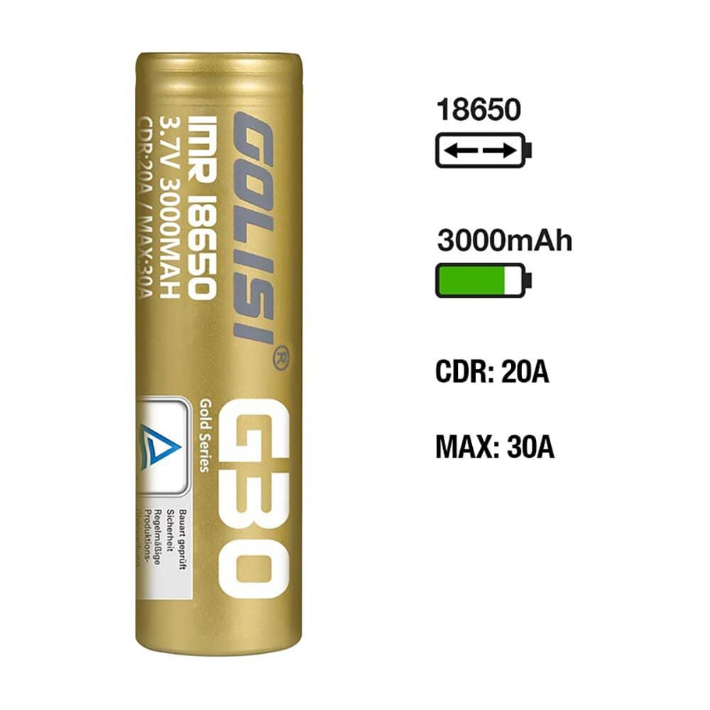 Golisi G30 Akku 18650 3000mAh/20A Golisi G30 Akku 18650 3000mAh/20A