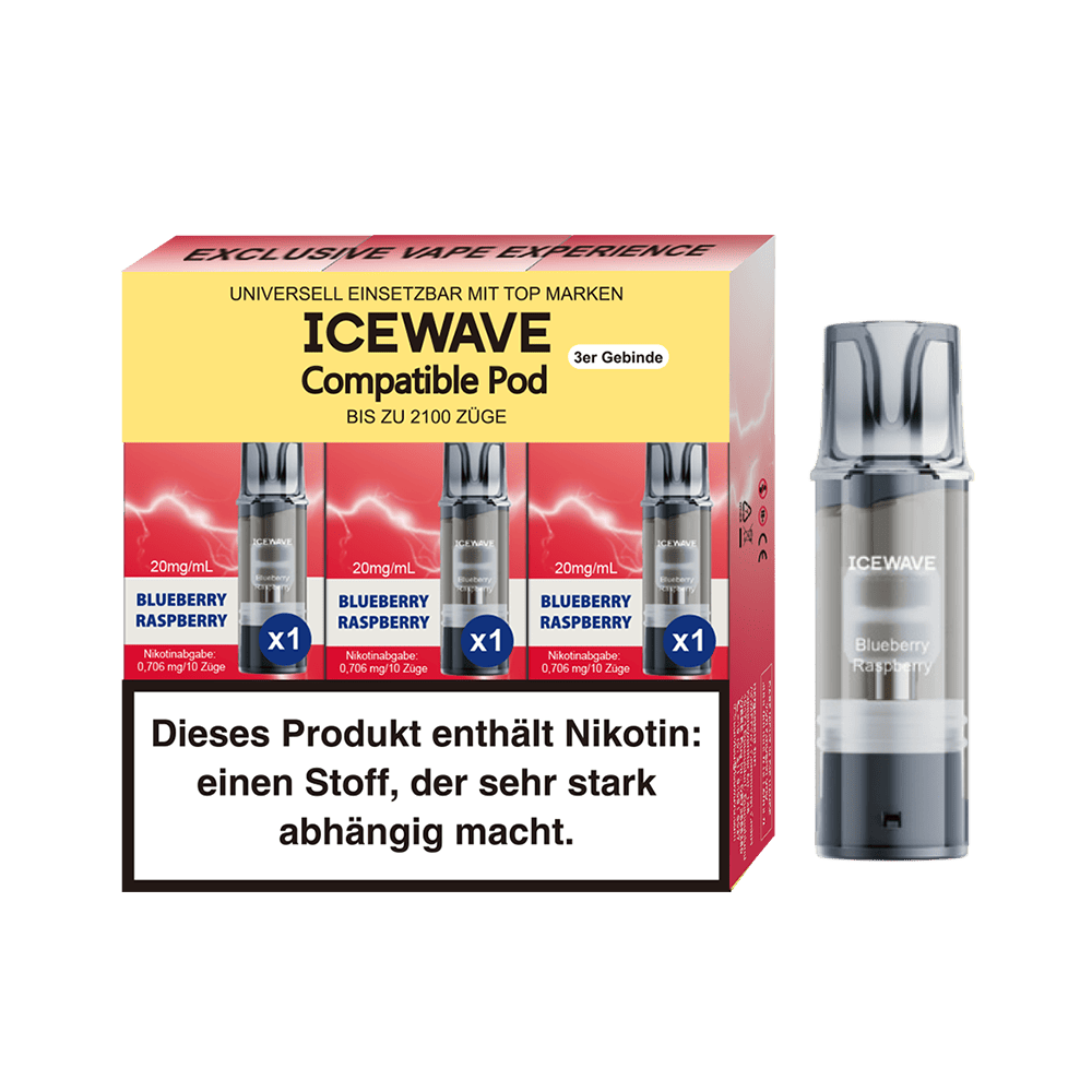 3x Icewave Einweg Pod - Blueberry Raspberry - 20mg