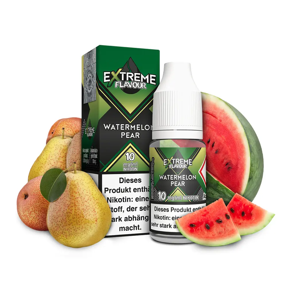 Liquid Watermelon Pear - Extreme Flavour Overdosed Hybrid Nikotinsalz Liquid Watermelon Pear - Extreme Flavour Overdosed Hybrid Nikotinsalz