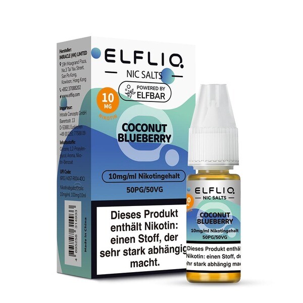 Elfliq by Elfbar Nikotinsalz - Coconut Blueberry - Liquid 10mg Elfliq by Elfbar Nikotinsalz - Coconut Blueberry - Liquid 10mg