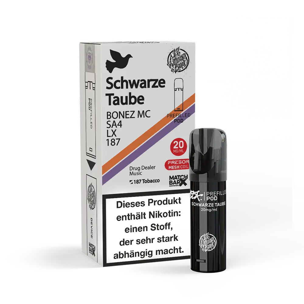 187 Strassenbande - Schwarze Taube - E-Shisha Pod 20mg Nikotinsalz 187 Strassenbande - Schwarze Taube - E-Shisha Pod 20mg Nikotinsalz
