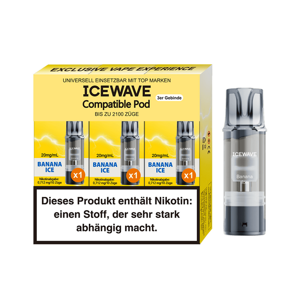 3x Icewave Einweg Pod - Banana Ice - 20mg