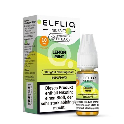 Elfliq by Elfbar Nikotinsalz - Lemon Mint - Liquid 10mg Elfliq by Elfbar Nikotinsalz - Lemon Mint - Liquid 10mg