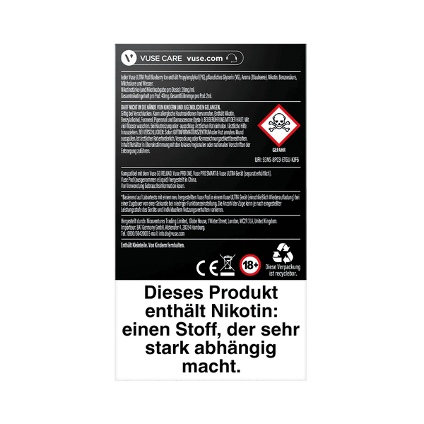 2x Vuse Ultra Pods Blueberry Ice 20mg