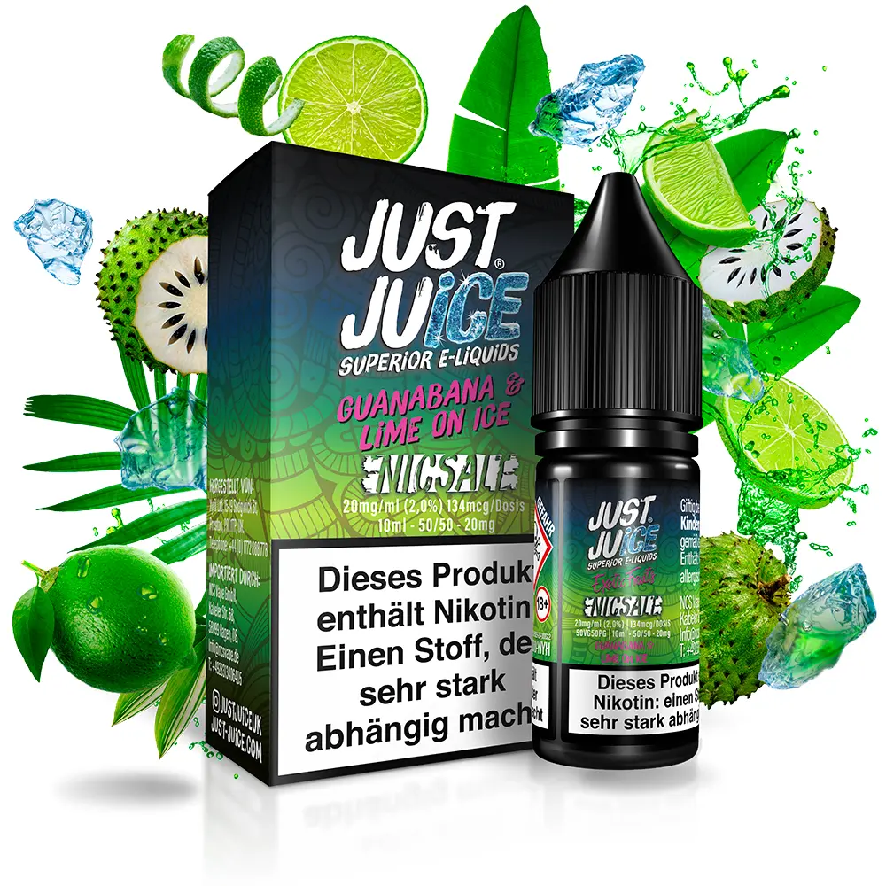 Just Juice Nikotinsalz - Guanabana & Lime ON ICE - 10ml Just Juice Nikotinsalz - Guanabana & Lime ON ICE - 10ml