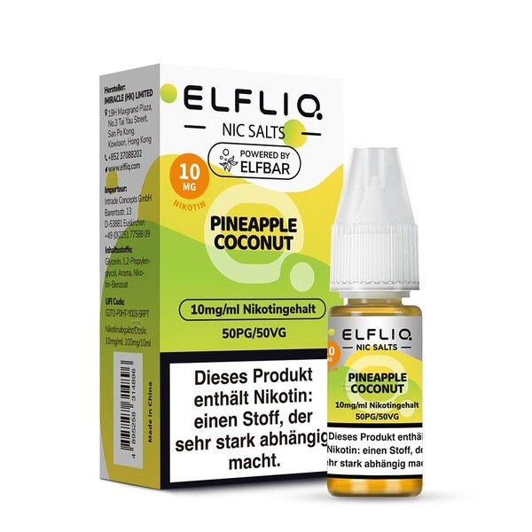 Elfliq by Elfbar Nikotinsalz - Pineapple Coconut - Liquid 10mg Elfliq by Elfbar Nikotinsalz - Pineapple Coconut - Liquid 10mg
