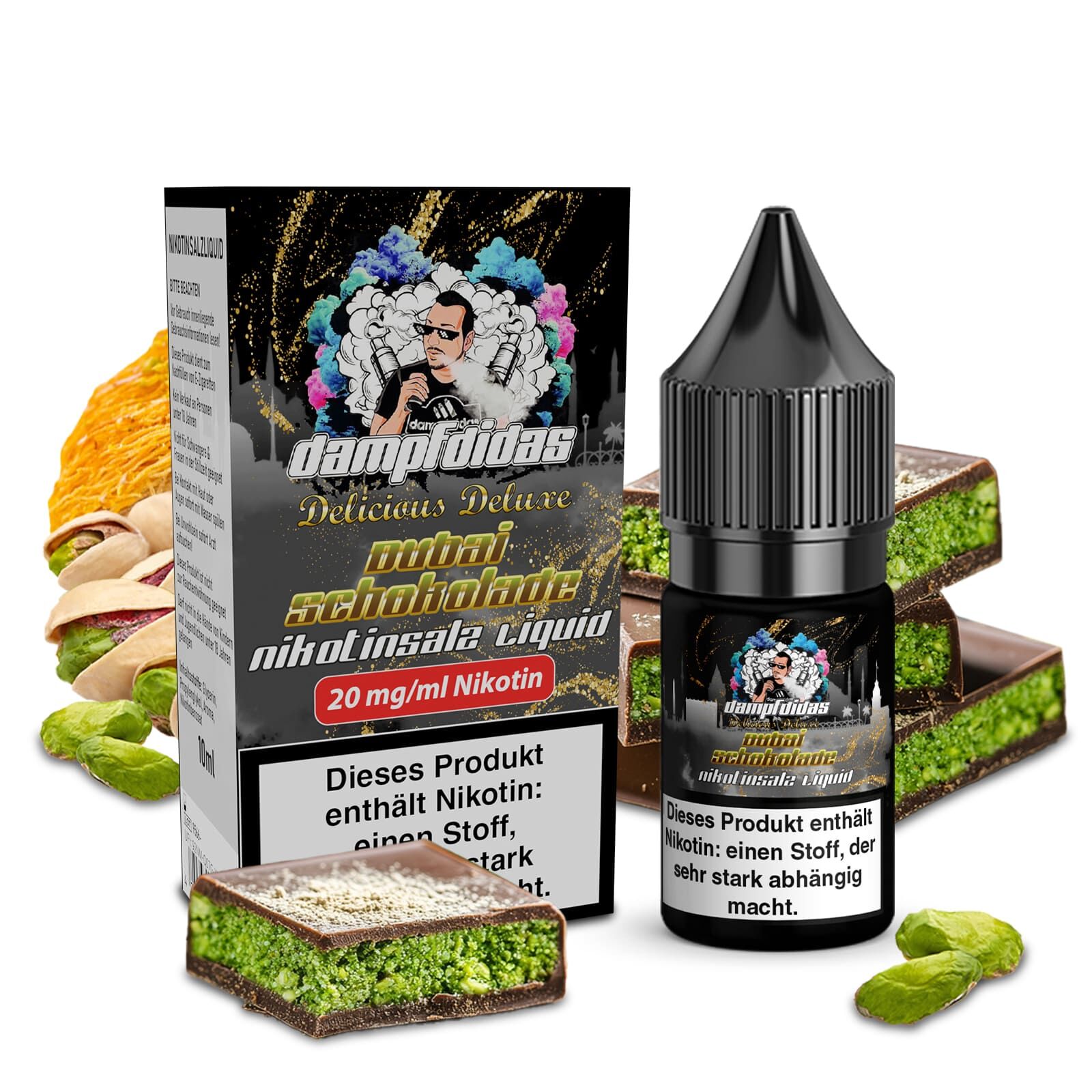 Dampfdidas Nikotinsalz - Dubai Schokolade - 10ml Liquid 20mg  C