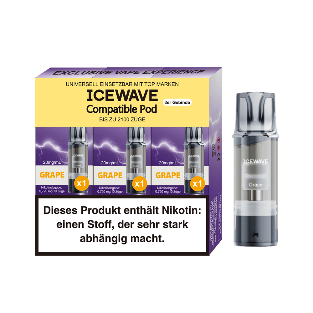 3x Icewave Einweg Pod - Grape - 20mg