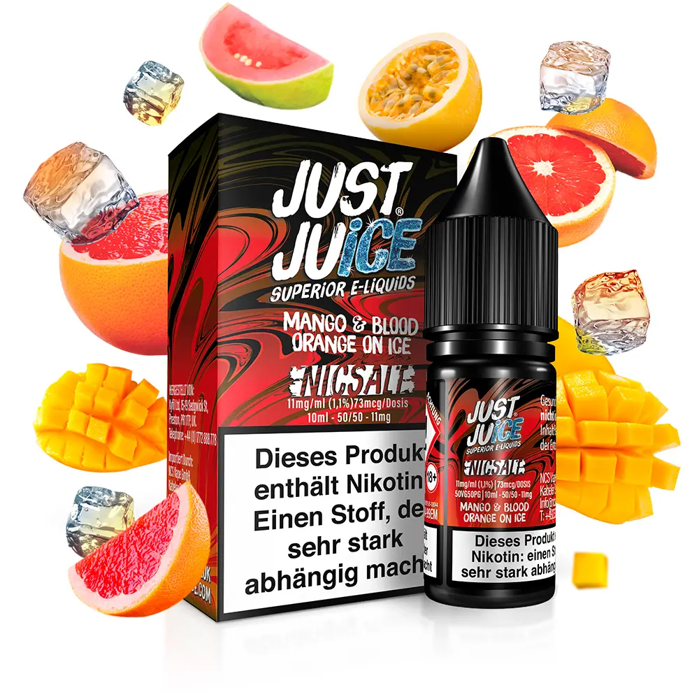 Just Juice - Fusion Mango Blood Orange ON ICE - 10ml Nikotinsalz 11mg Just Juice - Fusion Mango Blood Orange ON ICE - 10ml Nikotinsalz 11mg
