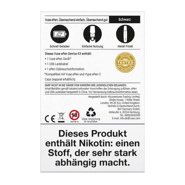 Vuse ePen Device Kit Schwarz