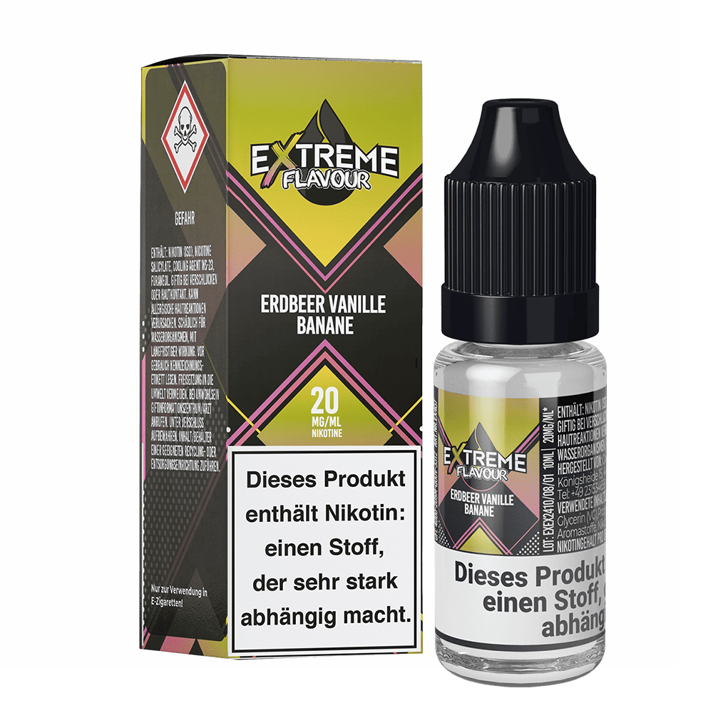 Liquid Erdbeer Vanille Banane - Extreme Flavour Hybrid Nicsalt Liquid Erdbeer Vanille Banane - Extreme Flavour Hybrid Nicsalt