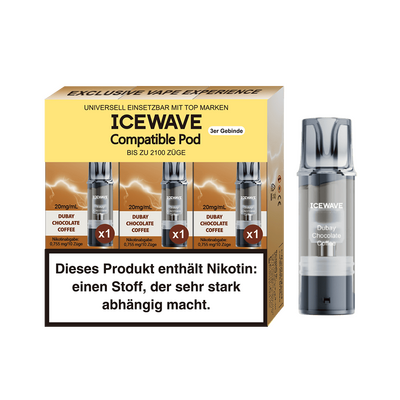 3x Icewave Einweg Pod - Dubay Chocolate Coffee - 20mg