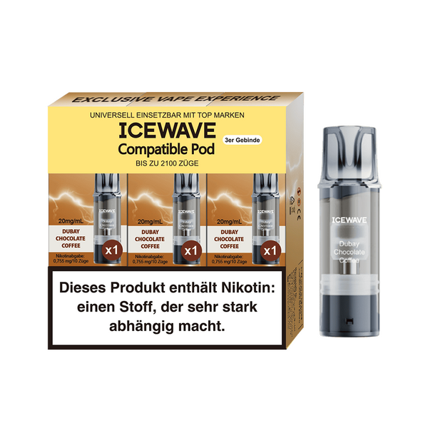 3x Icewave Einweg Pod - Dubay Chocolate Coffee - 20mg