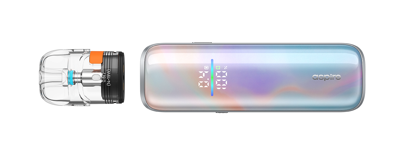 Komponentenansicht Aspire Pixo Max – Pod mit Coil und Gerät mit Display