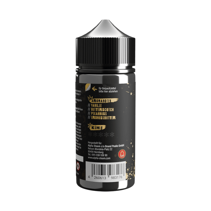 Tony Vapes Aroma Vanilla Crunch: Rückseite der 100 ml Flasche mit Aromanoten und Herstellerangaben