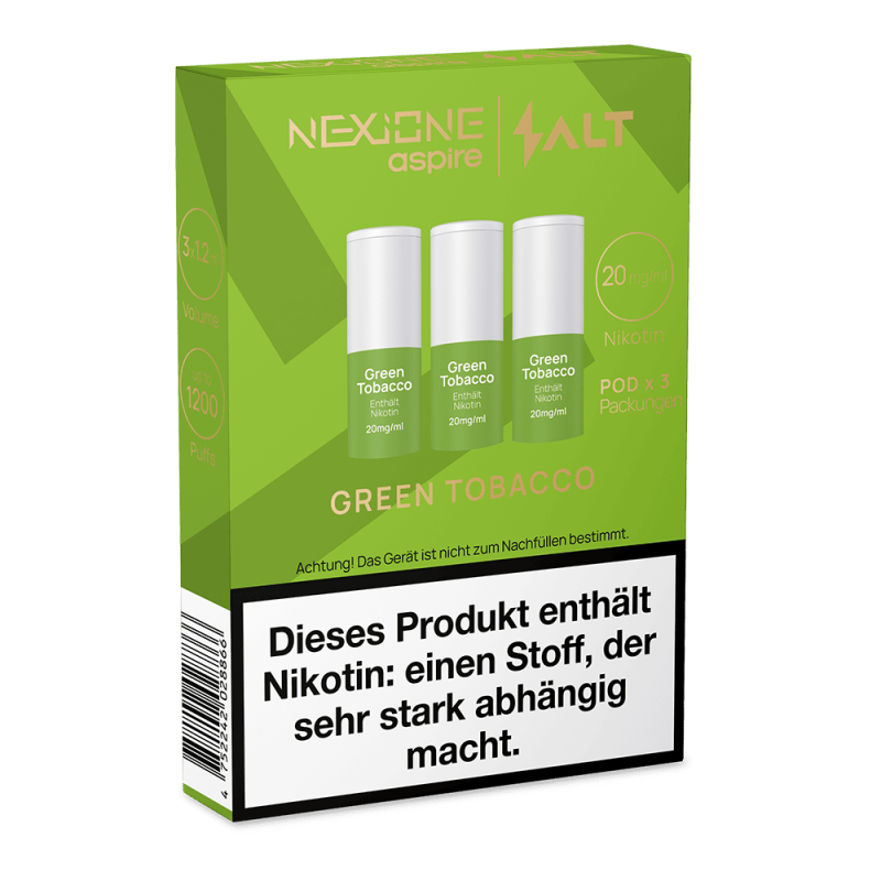 3x NEXIONE Salt Pod - Green Tobacco - 20mg Nikotinsalz 1.2ml