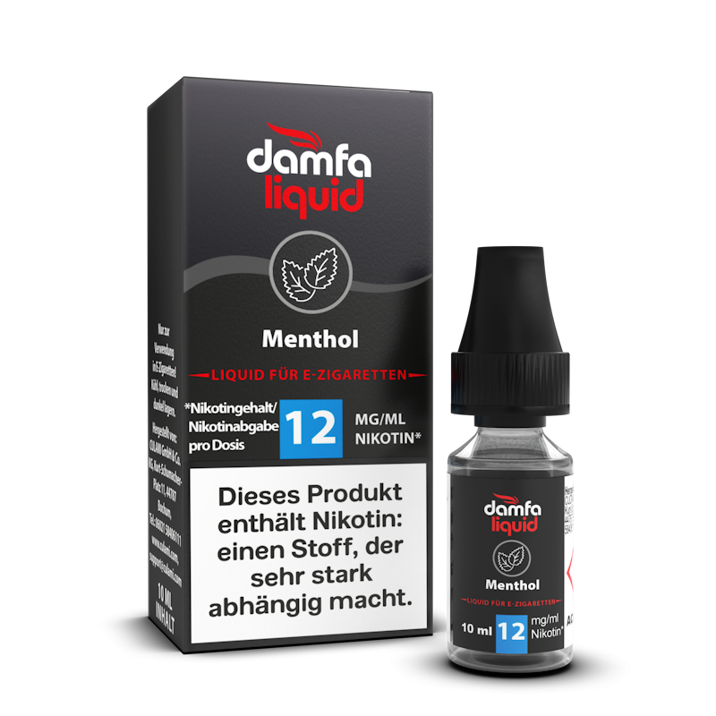 damfaliquid Menthol V2: 10 ml Liquid für E-Zigaretten, 12 mg/ml Nikotin, Flasche mit Faltschachtel