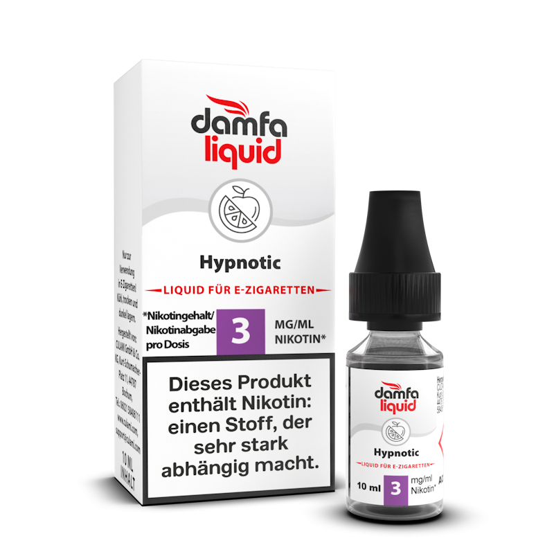 damfaliquid Hypnotic: 10 ml Liquid für E-Zigaretten, 3 mg/ml Nikotin, Flasche mit Faltschachtel