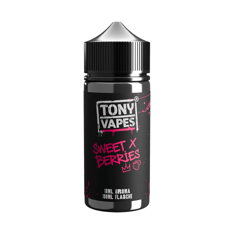 Tony Vapes Aroma Sweet Berries: 10 ml Longfill-Aroma in der 100 ml Flasche, Vorderseite mit Etikett