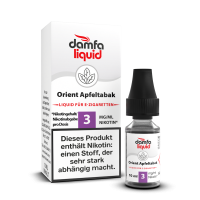 damfaliquid Orient Apfeltabak: 10 ml Liquid für E-Zigaretten, 3 mg/ml Nikotin, Flasche mit Faltschachtel