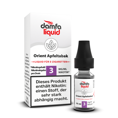 damfaliquid Orient Apfeltabak: 10 ml Liquid für E-Zigaretten, 3 mg/ml Nikotin, Flasche mit Faltschachtel