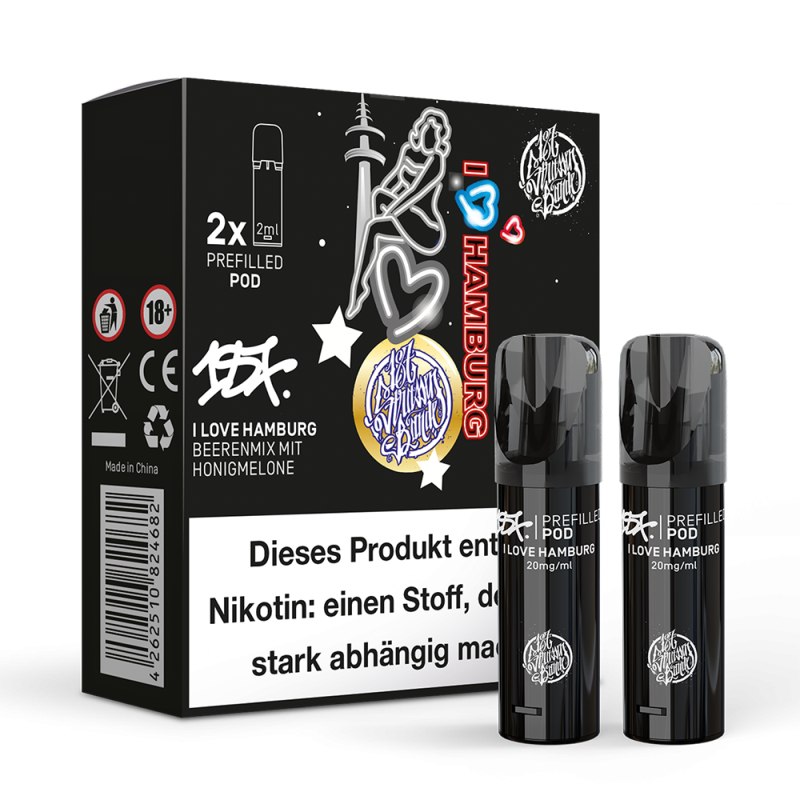2x 187 Strassenbande Einweg Pod I Love Hamburg 20mg Nikotinsalz 2ml