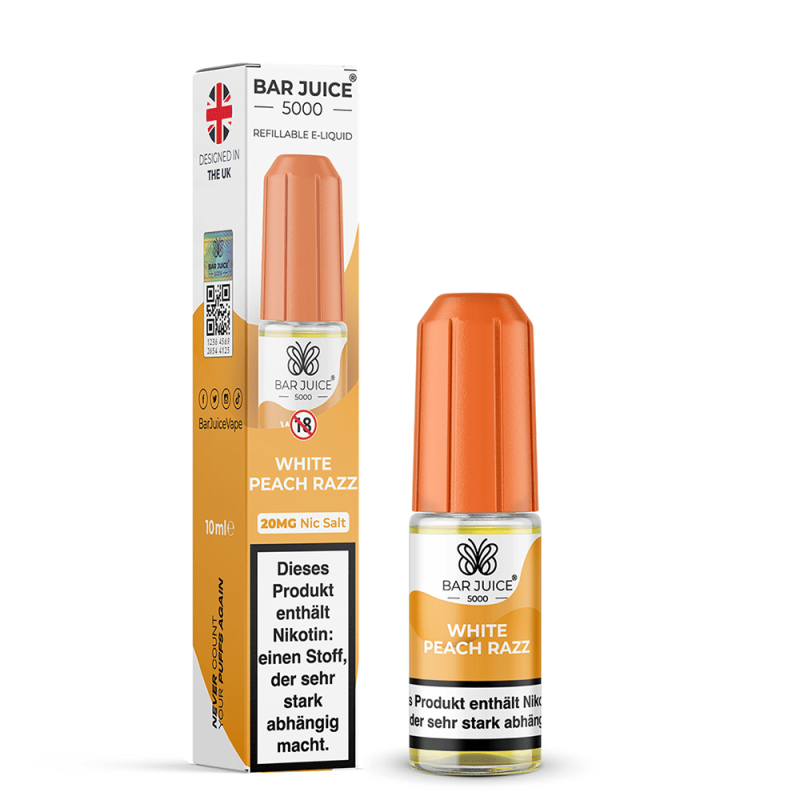 Bar Juice 5000 Nikotinsalz - White Peach Razz - Liquid 20mg 10ml