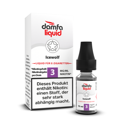 damfaliquid icewolf: 10 ml Liquid für E-Zigaretten, 3 mg/ml Nikotin, Flasche mit Faltschachtel