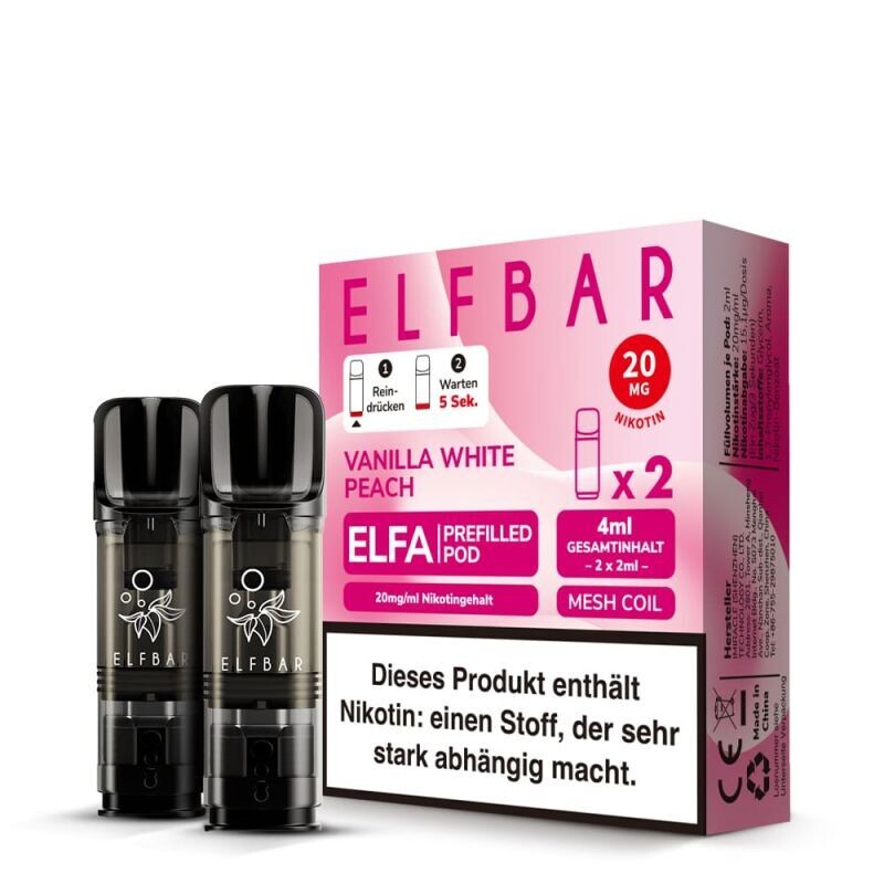 Elfbar Elfa Einweg Pod - Vanilla White Peach - 20mg Nikotinsalz 2ml