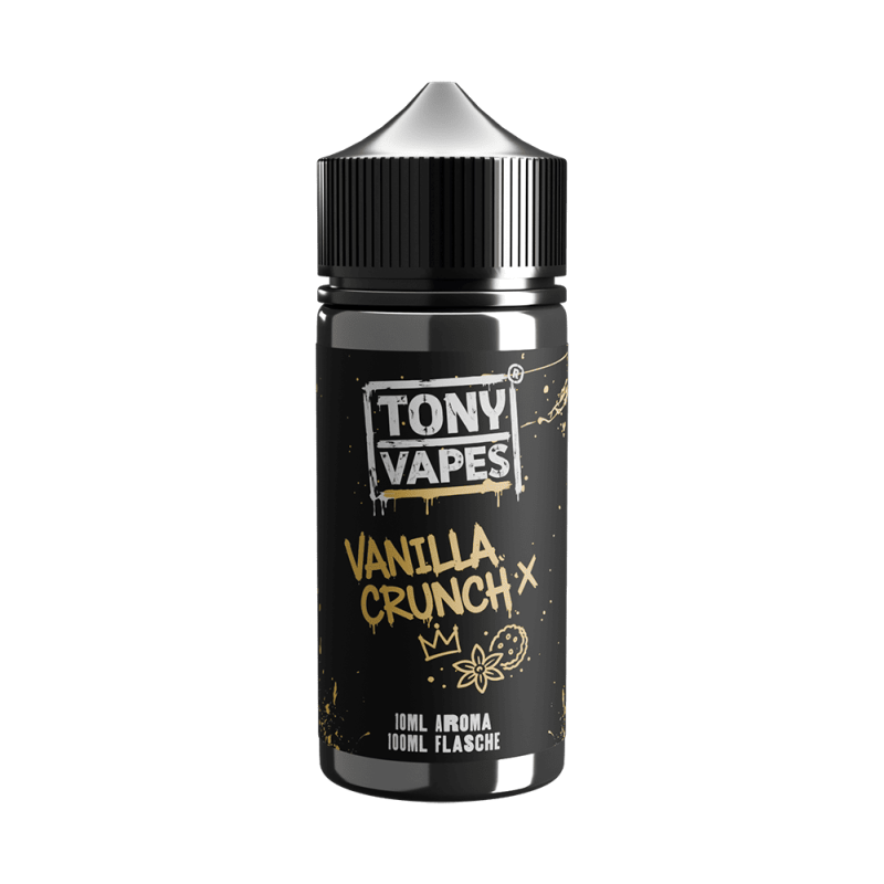Tony Vapes Aroma Vanilla Crunch: 10 ml Longfill-Aroma in der 100 ml Flasche, Vorderseite mit Etikett