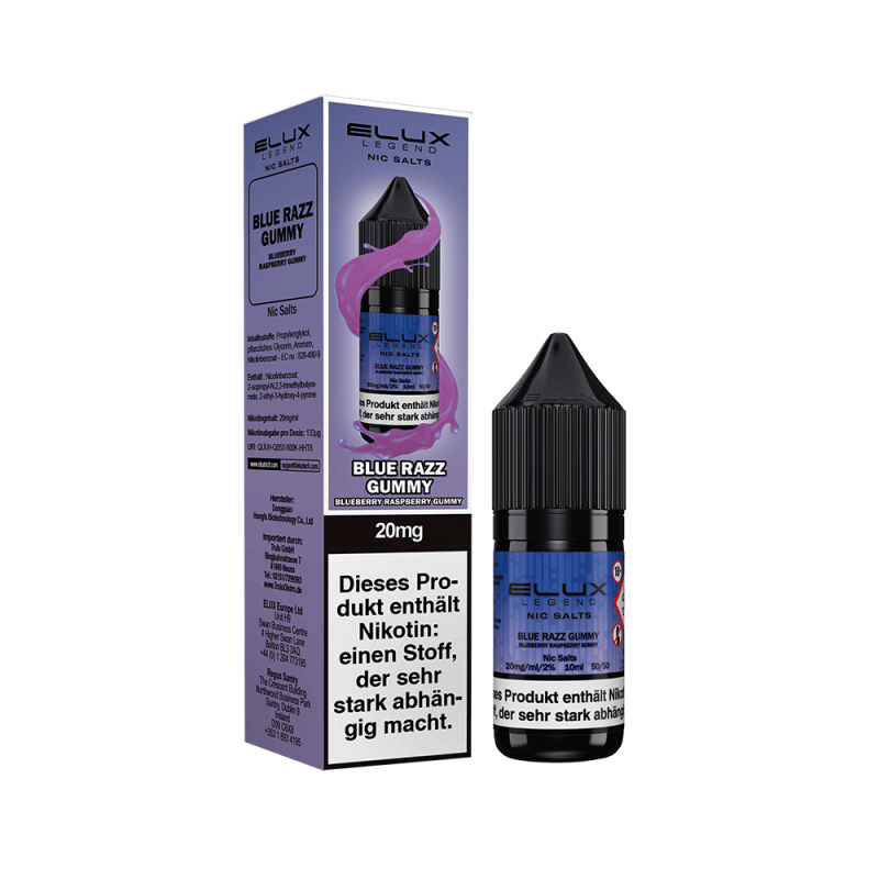 Elux Nikotinsalz Blue Razz Gummy Liquid 20mg 10ml